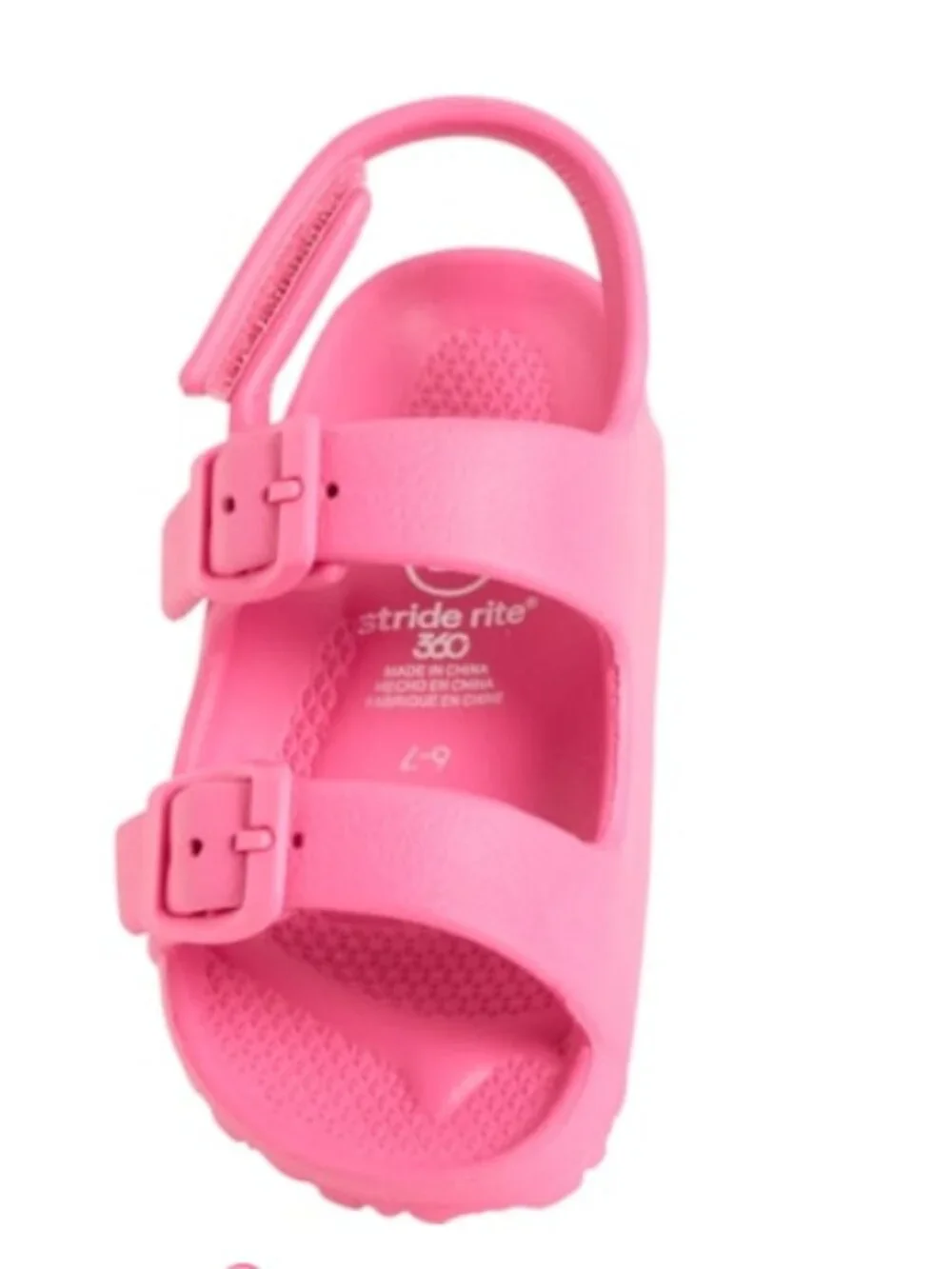 NWT STRIDE RITE Girl Pink 360 Pebbled Finish Slide on Sandals